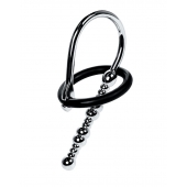 Серебристый уретральный плаг-бусины TOYFA Metal с мягким фиксириющим кольцом - ToyFa - купить с доставкой в Находке