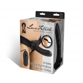 Чёрный полый страпон с вибрацией Unisex Vibrating Hollow Strap-On - 14 см. - Lux Fetish - купить с доставкой в Находке