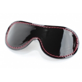 Чёрная перфорированная маска из кожи с красной строчкой - БДСМ Арсенал - купить с доставкой в Находке