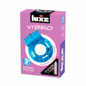 Голубое эрекционное виброкольцо Luxe VIBRO  Кошмар русалки  + презерватив - Luxe - в Находке купить с доставкой