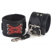 Кожаные наручники с декоративной лаковой шнуровкой - Sitabella - купить с доставкой в Находке