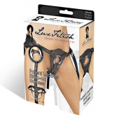 Черные трусики для страпона из патентованной кожи - Lux Fetish - купить с доставкой в Находке