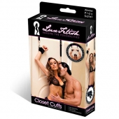 Черные фиксаторы с креплением к двери - Lux Fetish - купить с доставкой в Находке