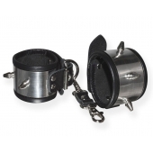 Серебристо-черные наручники с шипами и металлическим блеском - Sitabella - купить с доставкой в Находке