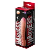 Телесная изогнутая насадка на Harness с коннектором BLACK LINE - 17 см. - LOVETOY (А-Полимер) - купить с доставкой в Находке