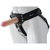 Черный пояс-трусики с насадкой  Гламур Dana  - 15,5 см. - LOVETOY (А-Полимер) - купить с доставкой в Находке