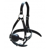 Черный кляп-шар со сбруей на голову из кожи - Sitabella - купить с доставкой в Находке