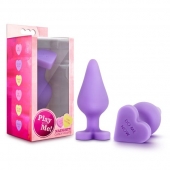 Фиолетовая анальная пробка Naughty Candy Heart Do Me Now - 8,9 см. - Blush Novelties - купить с доставкой в Находке
