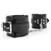 Черные наручники на металлических карабинах - Notabu - купить с доставкой в Находке