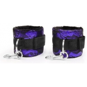 Фиолетово-черные наручники с карабинами - Notabu - купить с доставкой в Находке
