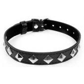 Черный ошейник с серебристыми ромбиками - Notabu - купить с доставкой в Находке