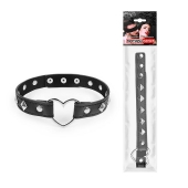 Черный ошейник с серебристыми ромбиками и сердечком - Notabu - купить с доставкой в Находке