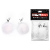 Зажимы для сосков с белым пушком - Notabu - купить с доставкой в Находке