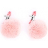 Зажимы для сосков с розовым пушком - Notabu - купить с доставкой в Находке