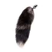 Серебристая металлическая анальная втулка с хвостом чернобурой лисы - размер S - ToyFa - купить с доставкой в Находке