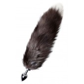 Серебристая металлическая анальная втулка с хвостом чернобурой лисы - размер S - ToyFa - купить с доставкой в Находке