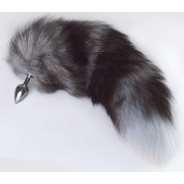 Серебристая анальная пробка с пушистым хвостом - Sitabella - купить с доставкой в Находке