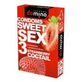 Презервативы для орального секса DOMINO Sweet Sex с ароматом клубничного коктейля  - 3 шт. - Domino - купить с доставкой в Находке