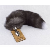 Серебристая анальная пробка с пушистым хвостиком - Sitabella - купить с доставкой в Находке