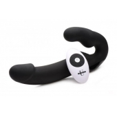 Черный безремневой страпон Urge Silicone Strap On с пультом ДУ - 24 см. - XR Brands - купить с доставкой в Находке