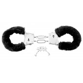 Меховые чёрные наручники Beginner s Furry Cuffs - Pipedream - купить с доставкой в Находке