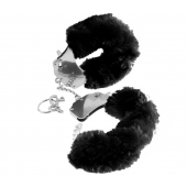 Металлические наручники Furry Love Cuffs с черным мехом - Pipedream - купить с доставкой в Находке