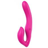 Ярко-розовый безремневой страпон REMOTE DOUBLE DIPPER - 22 см. - Dream Toys - купить с доставкой в Находке