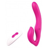 Ярко-розовый безремневой страпон REMOTE DOUBLE DIPPER - 22 см. - Dream Toys - купить с доставкой в Находке