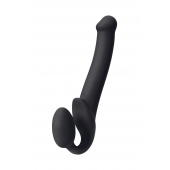 Черный безремневой страпон Silicone Bendable Strap-On M - Strap-on-me - купить с доставкой в Находке
