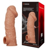 Телесная насадка на фаллос с отверстием для мошонки EXTREME SLEEVE - 17,6 см. - KOKOS - в Находке купить с доставкой