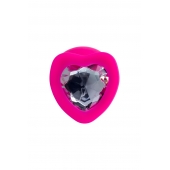 Розовая анальная втулка Diamond Heart с прозрачным кристаллом - 9,5 см. - ToyFa - купить с доставкой в Находке
