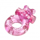 Розовое эрекционное виброкольцо на пенис Pink Bear - Baile - в Находке купить с доставкой