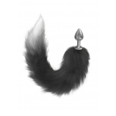 Серебристая анальная пробка с черным хвостом Galaxy - Lola Games - купить с доставкой в Находке