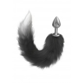 Серебристая анальная пробка с черным хвостом Starlit - Lola Games - купить с доставкой в Находке