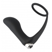 Черное эрекционное кольцо с анальной вибропробкой Vibrating Ring   Plug - Orion - в Находке купить с доставкой
