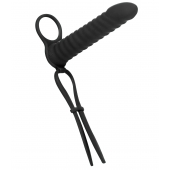 Черная вибронасадка для двойного проникновения Rori - 17 см. - Lola Games - купить с доставкой в Находке