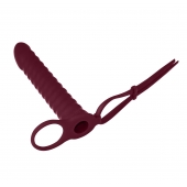 Бордовая вибронасадка для двойного проникновения Rori - 17 см. - Lola Games - купить с доставкой в Находке