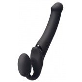 Черный безремневой вибрострапон Silicone Bendable Strap-On M - Strap-on-me - купить с доставкой в Находке