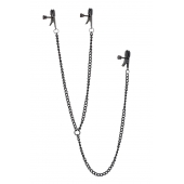 Черные зажимы на соски и клитор на цепочке DELUXE NIPPLE   CLIT CLAMPS - Dream Toys - купить с доставкой в Находке