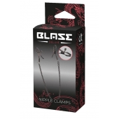 Черные зажимы на соски на цепочке BLAZE DELUXE NIPPLE CLAMPS - Dream Toys - купить с доставкой в Находке