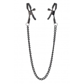 Черные зажимы на соски на цепочке BLAZE DELUXE NIPPLE CLAMPS - Dream Toys - купить с доставкой в Находке