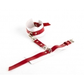 Бело-красные оковы из натуральной кожи - БДСМ Арсенал - купить с доставкой в Находке