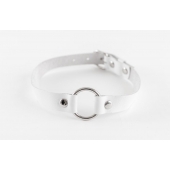 Белый чокер из натуральной кожи - БДСМ Арсенал - купить с доставкой в Находке