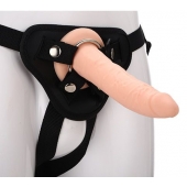Телесный страпон на черных трусиках STRAP ON REAL DILDO - 20 см. - Dream Toys - купить с доставкой в Находке