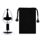 Серебристая анальная пробка с прозрачным стразом - 7,2 см. - Anal Jewelry Plug - купить с доставкой в Находке