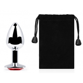 Серебристая анальная пробка с красным стразом - 7,2 см. - Anal Jewelry Plug - купить с доставкой в Находке