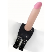 Черный узкий пояс на бедро с телесной насадкой - LOVETOY (А-Полимер) - купить с доставкой в Находке