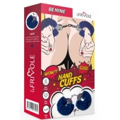 Шикарные темно-синие меховые наручники с ключиками - Le Frivole - купить с доставкой в Находке