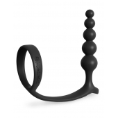 Черная анальная цепочка с эрекционным кольцом Ass-gasm Cockring Anal Beads - Pipedream - в Находке купить с доставкой