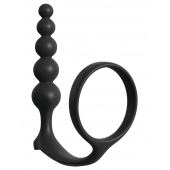 Черная анальная цепочка с эрекционным кольцом Ass-gasm Cockring Anal Beads - Pipedream - в Находке купить с доставкой